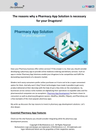 the reasons why a pharmacy app solution