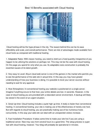 best 10 benefits associated with cloud hosting