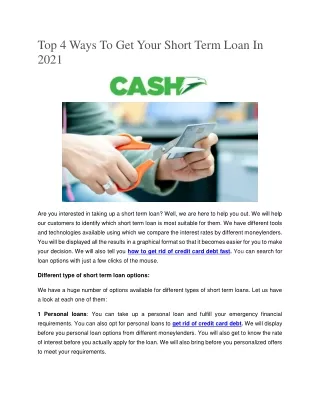 top 4 ways to get your short term loan in 2021