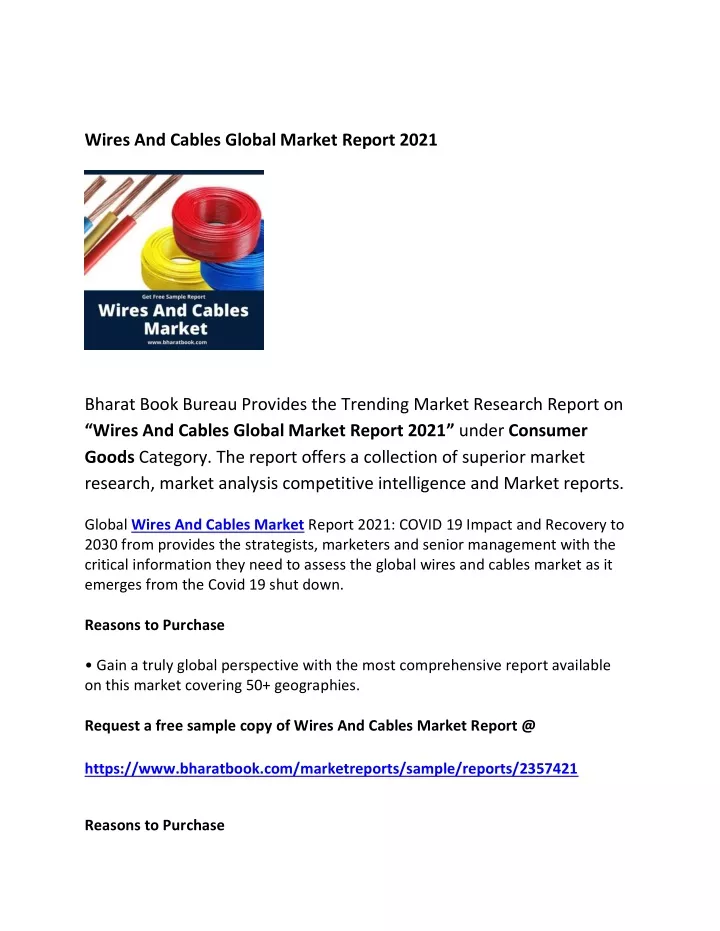 wires and cables global market report 2021