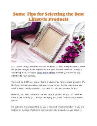 some tips for selecting the best lifestyle
