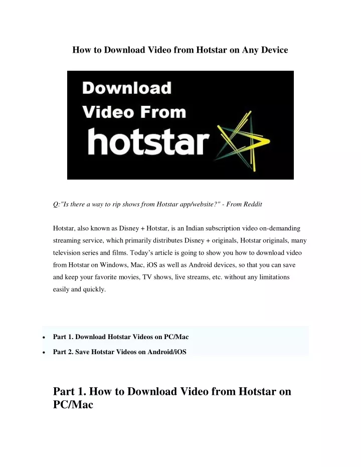how to download video from hotstar on any device