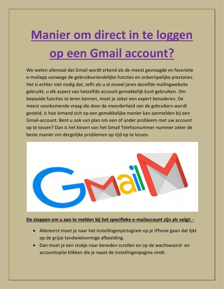 manier om direct in te loggen op een gmail account