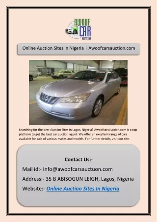 Online Auction Sites in Nigeria | Awoofcarsauction.com