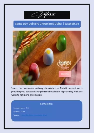 Same Day Delivery Chocolates Dubai | Justnoir.ae