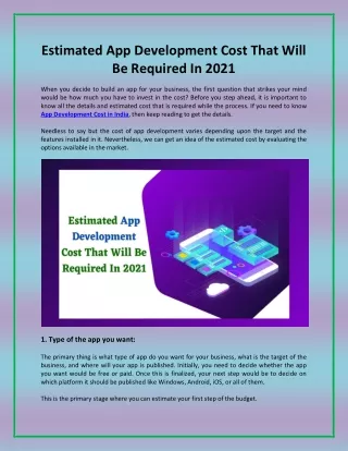 estimated app development cost that will