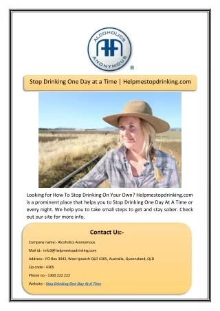 Stop Drinking One Day at a Time | Helpmestopdrinking.com