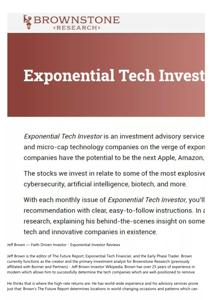 jeff brown faith driven investor exponential