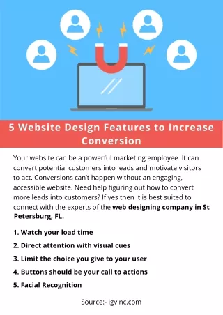5 website design features to increase conversion