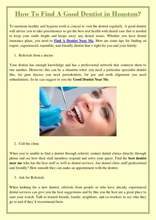 how to find a good dentist in houston