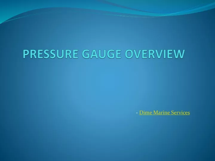 pressure gauge overview