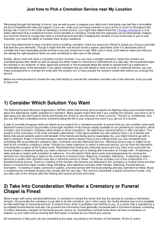 Just how to Choose a Cremation Service near My Place