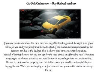 CarDataOnline.com – Buy the best used car