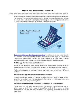 mobile app development guide 2021