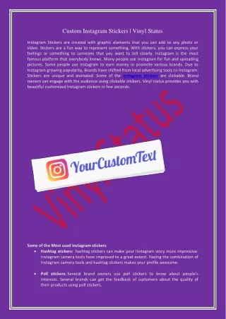 custom instagram stickers vinyl status instagram