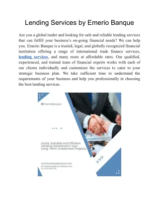 lending services by emerio banque
