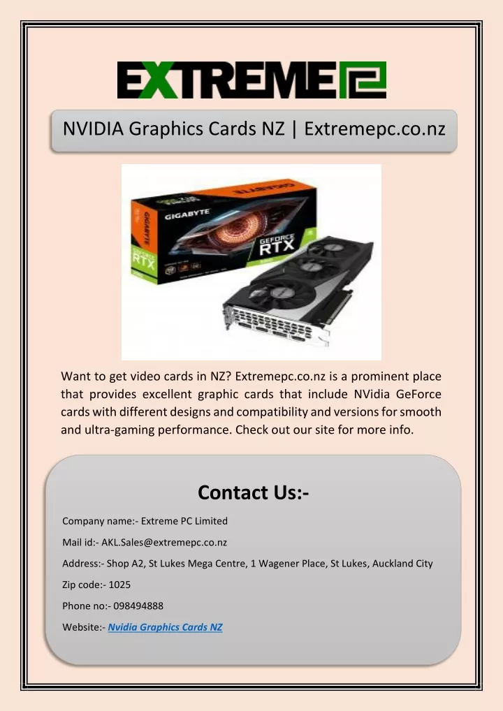 nvidia graphics cards nz extremepc co nz
