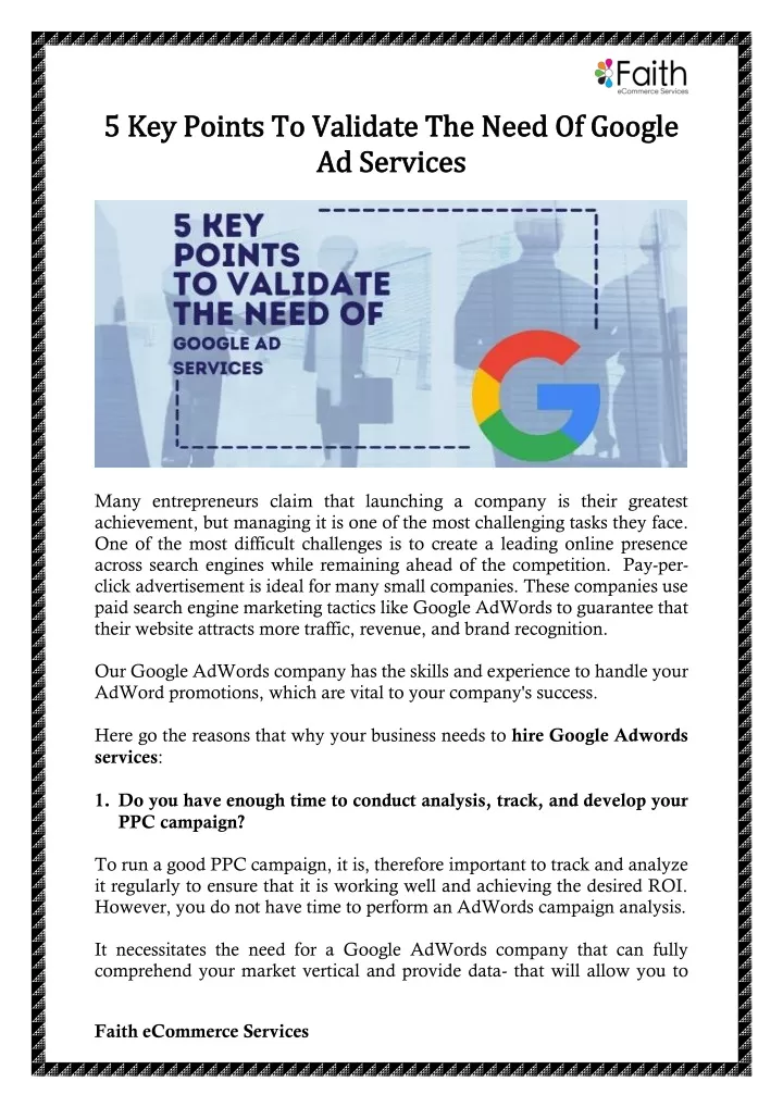 5 key points to validate the need of google