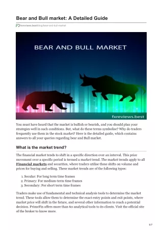 Bear and Bull market: A Detailed Guide
