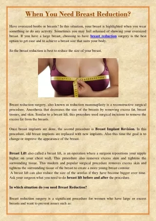 when you need breast reduction