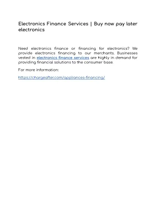 electronics finance services buy now pay later
