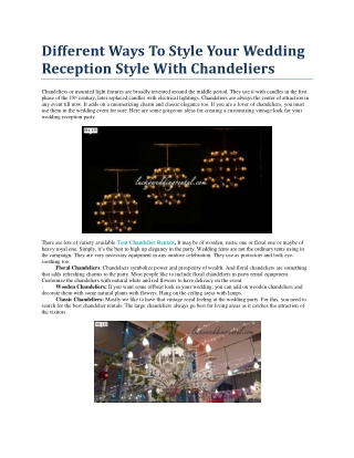 Different Ways To Style Your Wedding Reception Style With Chandeliers