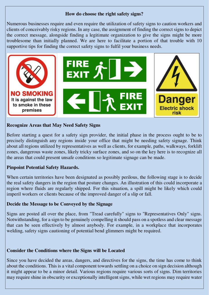 how do choose the right safety signs