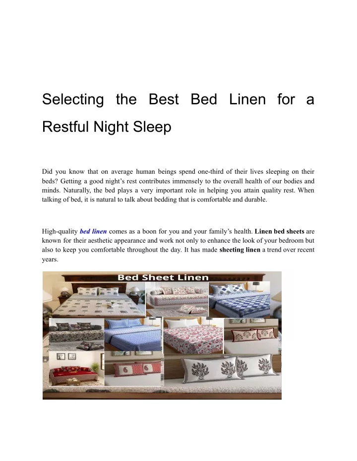 selecting the best bed linen for a