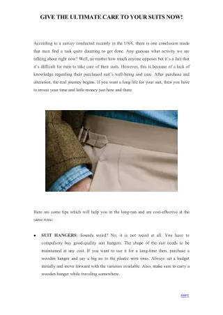 Give your suit the care it deserves