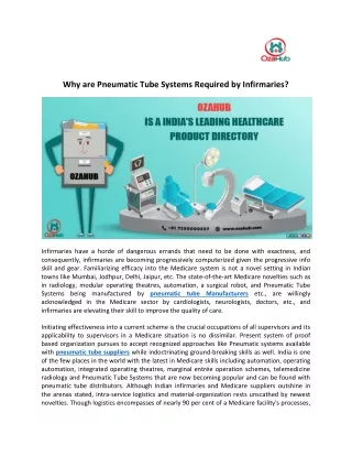 why are pneumatic tube systems required