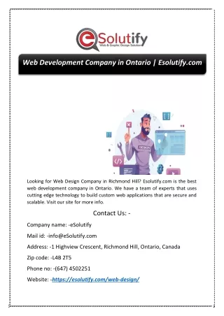 web development company in ontario esolutify com