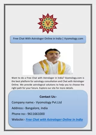 Free Chat With Astrologer Online in India | Vyomology.com