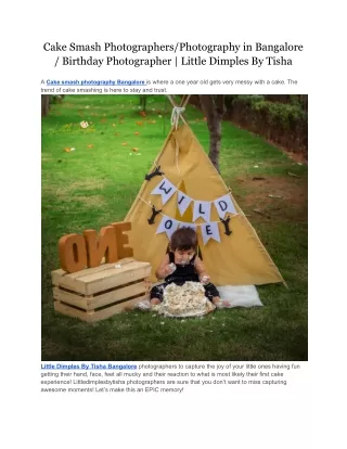 Cake Smash Photographers/Photoshoots in Bangalore / First Birthday Photoshoot | Little Dimples By Tisha