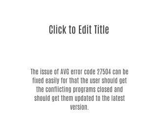 How to solve AVG error code 27504?