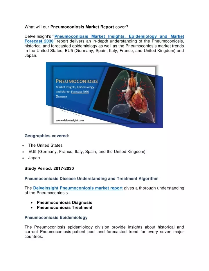 what will our pneumoconiosis market report cover