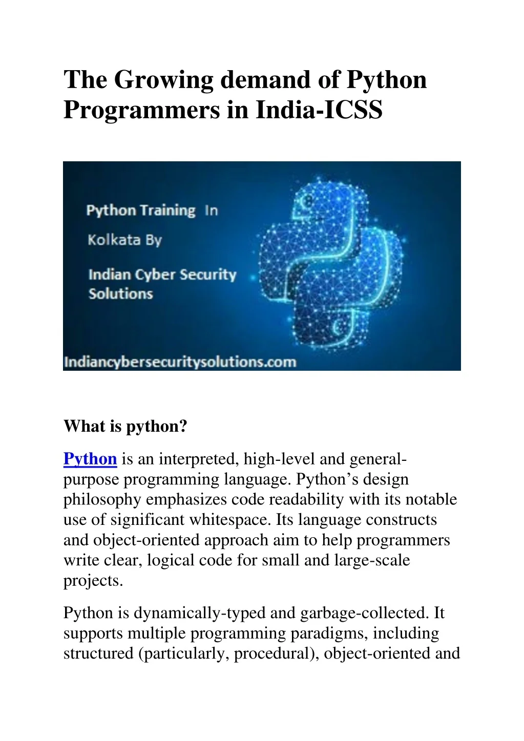 PPT - The growing demand of python programmers in india PowerPoint ...