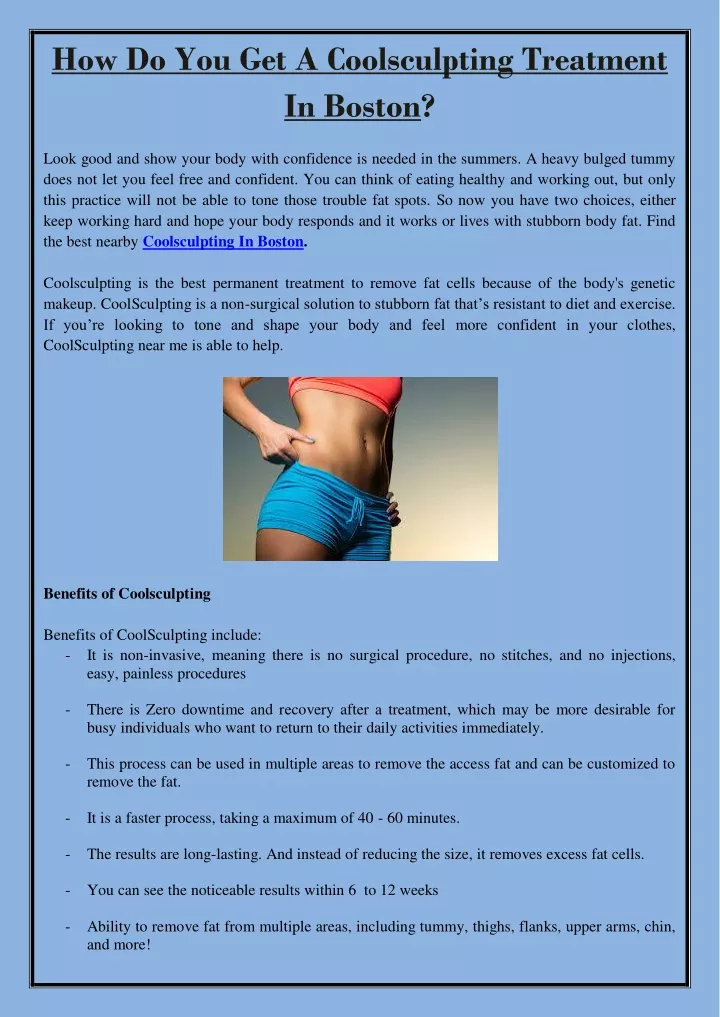 how do you get a coolsculpting treatment in boston