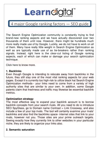 4 major Google ranking factors — SEO guide