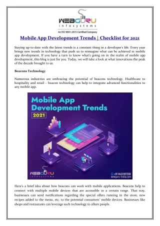 mobile app development trends checklist for 2021
