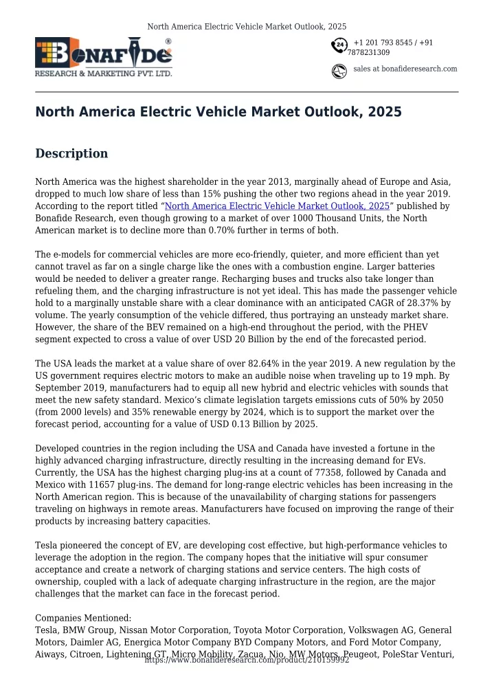 north america electric vehicle market outlook 2025