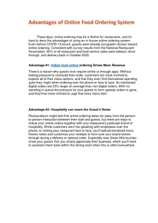 advantages of online food ordering system