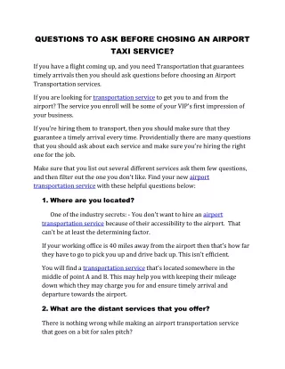 QUESTIONS TO ASK BEFORE CHOOSING AN AIRPORT TAXI SERVICE?
