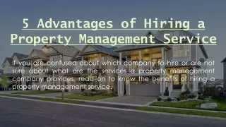 Advantages Of Hiring A Property Management Service Company