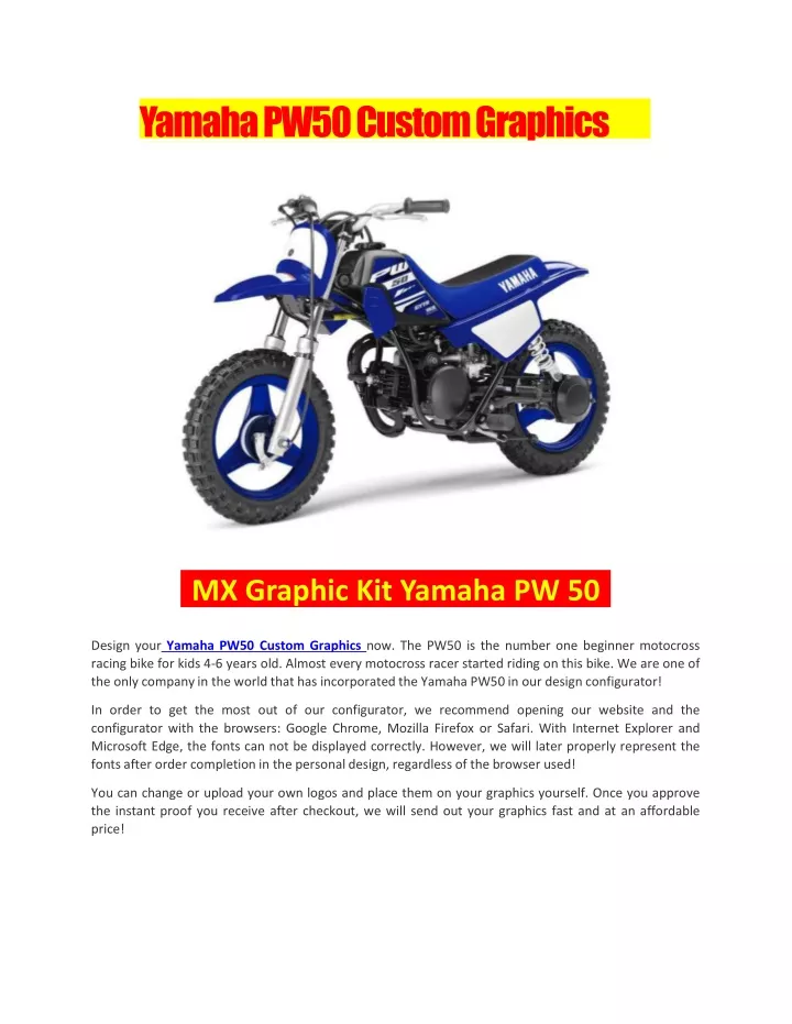 yamaha pw50 custom graphics