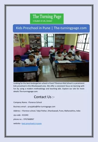 Best Preschools in Pune | The-turningpage.com