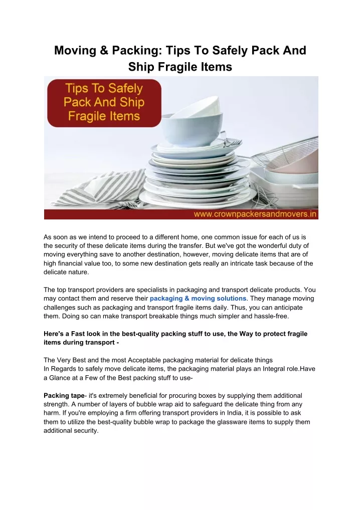 moving packing tips to safely pack and ship