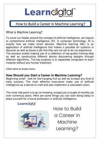 How to Build a Career in Machine Learning?
