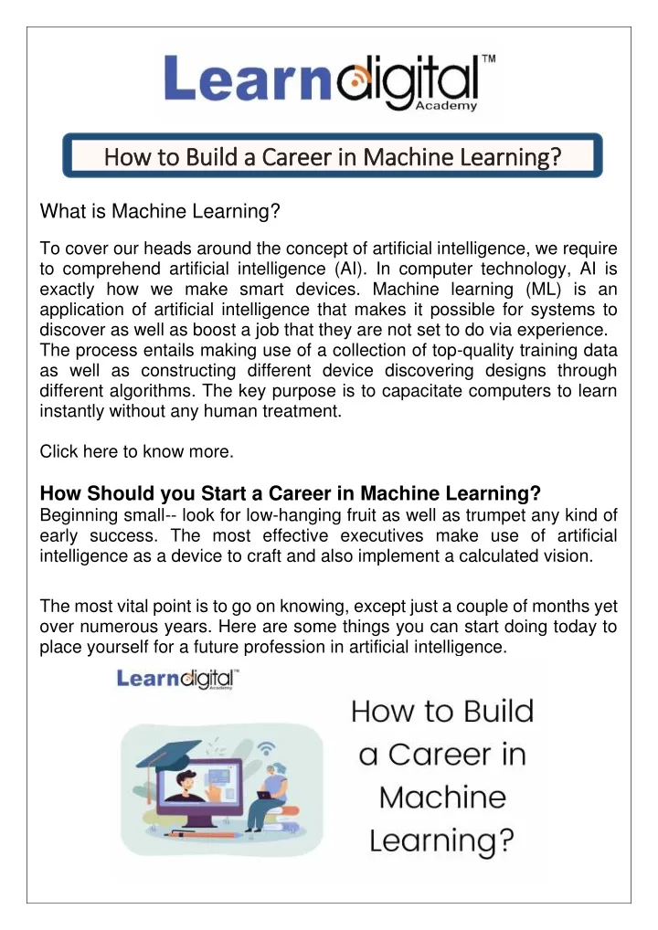 how to build a career in machine learning