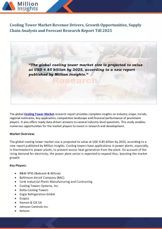 cooling tower market revenue drivers growth