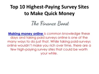 Top 10 Highest-Paying Survey Sites to Make Quick Money - The Finance Boost